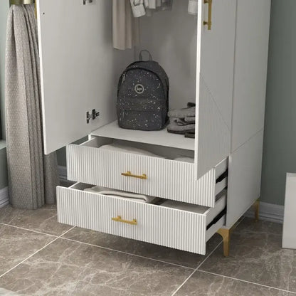 armoire de penderie blanche avec portes et tiroirs, armoire, penderie de rangement