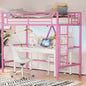 Lit mezzanine taille jumeau, cadre de lit en métal robuste avec garde-corps pleine longueur et escalier amovible pour juniors et adultes
