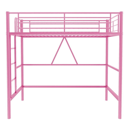 Lit mezzanine taille jumeau, cadre de lit en métal robuste avec garde-corps pleine longueur et escalier amovible pour juniors et adultes