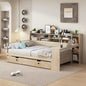 Lit de repos double en bois avec étagères de rangement