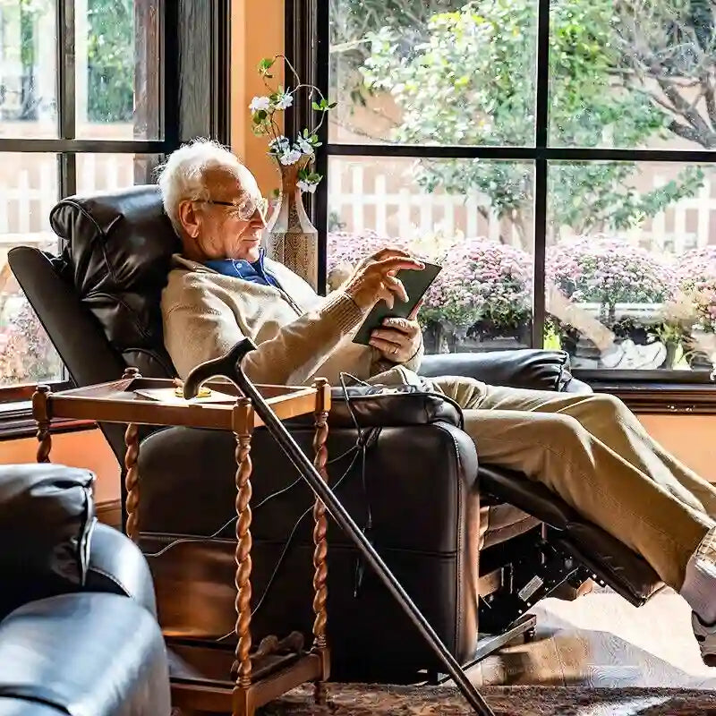 Fauteuil inclinable à deux moteurs massant, chauffant et releveur