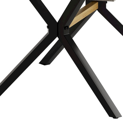 Table à manger extensible rectangulaire rétro avec piètement en croix en fer