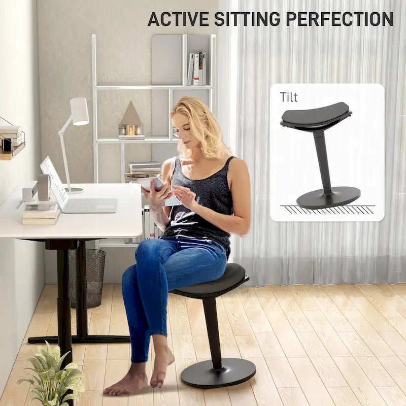 Chaise de bureau debout, tabouret oscillant ergonomique sans dossier, chaise de bureau haute réglable en hauteur de 22,2 à 28,1 pouces