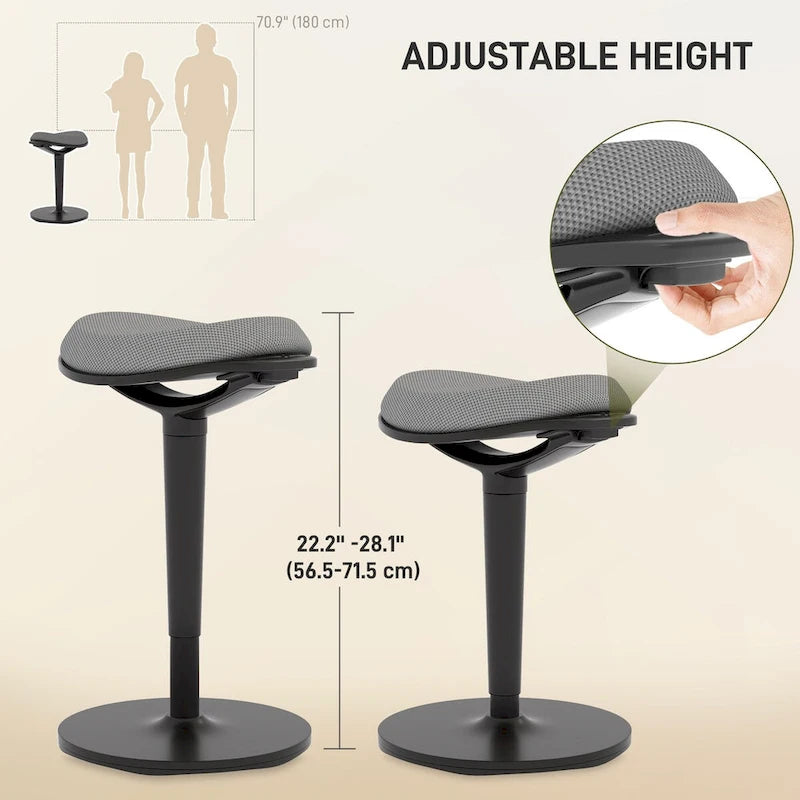 Chaise de bureau debout, tabouret oscillant ergonomique sans dossier, chaise de bureau haute réglable en hauteur de 22,2 à 28,1 pouces