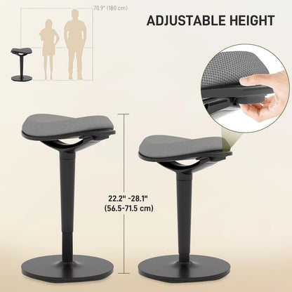 Chaise de bureau debout, tabouret oscillant ergonomique sans dossier, chaise de bureau haute réglable en hauteur de 22,2 à 28,1 pouces