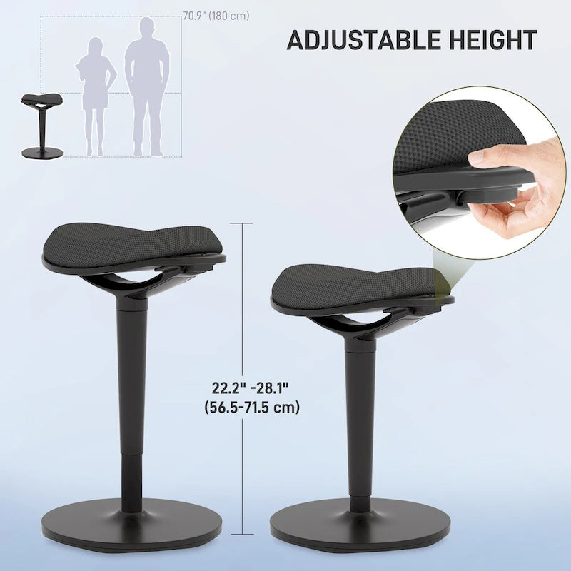 Chaise de bureau debout, tabouret oscillant ergonomique sans dossier, chaise de bureau haute réglable en hauteur de 22,2 à 28,1 pouces