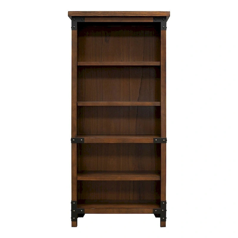 Étagère ouverte rustique, Meuble de bureau, Meuble de rangement, Brun - 34 larg. x 72 haut. x 15 prof.