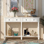 Console de table de canapé style rustique avec deux tiroirs de rangement et étagère inférieure facile à monter pour salon, entrée