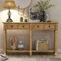 Console de table de canapé style rustique avec deux tiroirs de rangement et étagère inférieure facile à monter pour salon, entrée