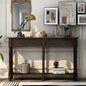 Console de table de canapé style rustique avec deux tiroirs de rangement et étagère inférieure facile à monter pour salon, entrée
