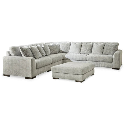 Canapé d'angle rembourré en étain Regent Park avec ottoman - 132 L x 132 P x 39 H