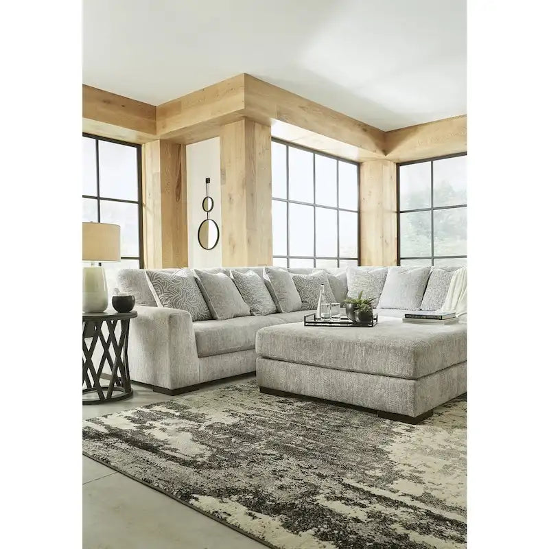 Canapé d'angle rembourré en étain Regent Park avec ottoman - 132 L x 132 P x 39 H