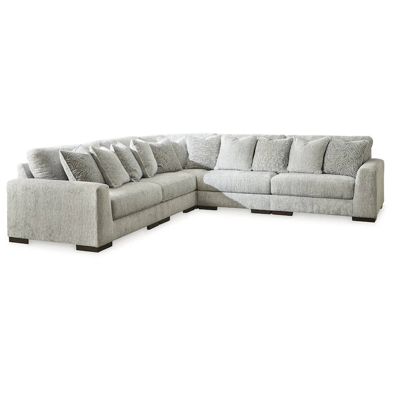 Canapé d'angle rembourré en étain Regent Park avec ottoman - 132 L x 132 P x 39 H