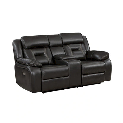 Causeuse inclinable électrique double de 76 pouces, porte-gobelets, similicuir gris