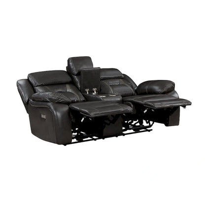 Causeuse inclinable électrique double de 76 pouces, porte-gobelets, similicuir gris