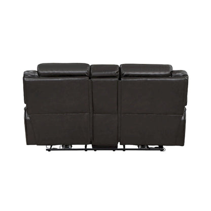 Causeuse inclinable électrique double de 76 pouces, porte-gobelets, similicuir gris