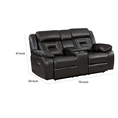 Causeuse inclinable électrique double de 76 pouces, porte-gobelets, similicuir gris