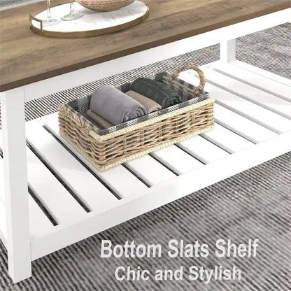 Table basse de style rustique avec étagère de rangement - 55,1P x 99,8L x 44,9H cm