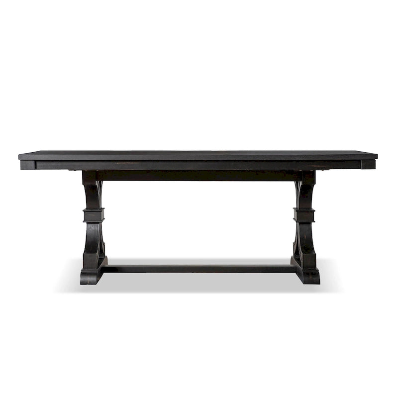 Table à manger en bois noir Kieran Farmhouse avec 6 chaises