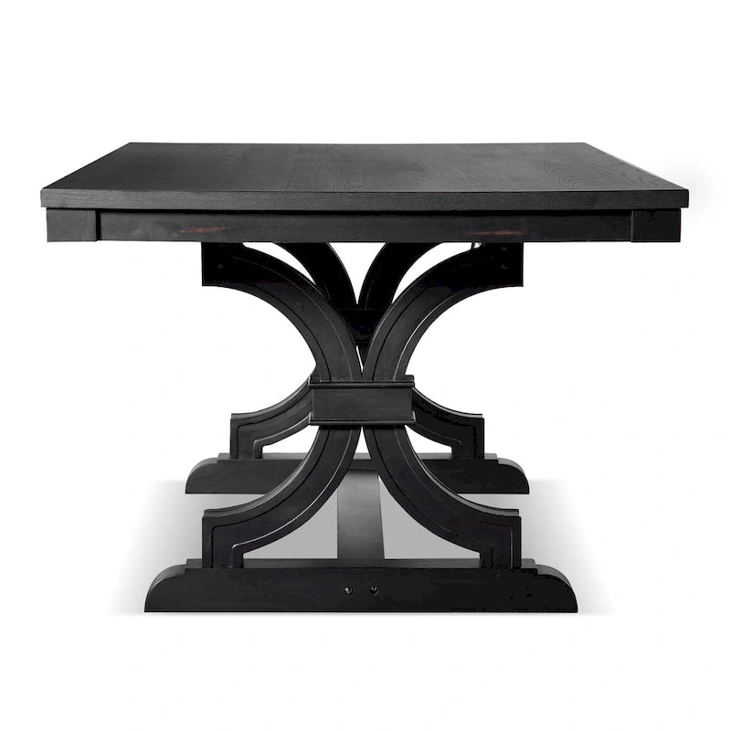 Table à manger en bois noir Kieran Farmhouse avec 6 chaises